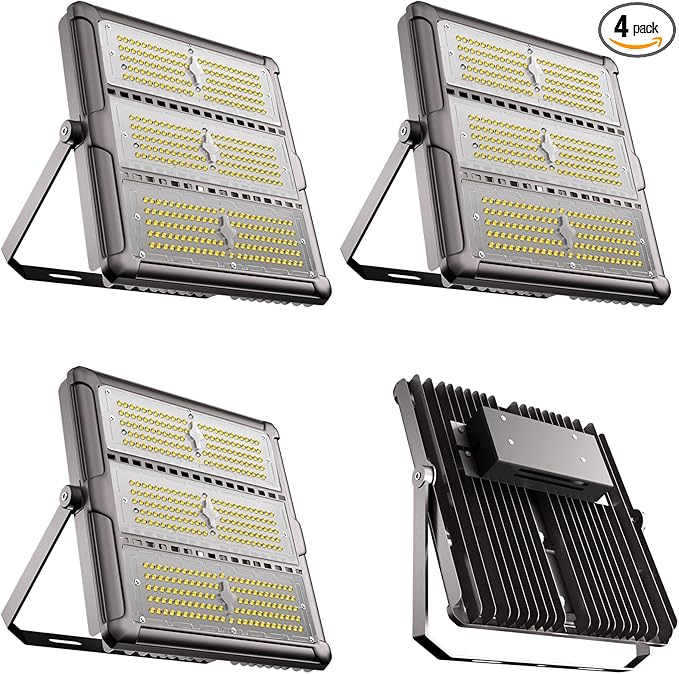LED Stadium Lights Outdoor 400W LED Flood Lighting 60000LM AC100-277V IP65 Waterproof 5000K Daylight Commercial Arena Lighting for Sports Fields and Court -4Pack