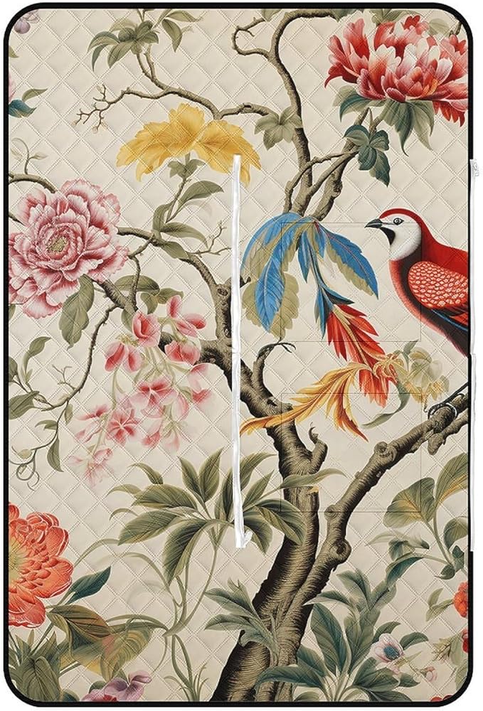 Zipper Flowers and Birds Style Picnic Mat Suitable for Travel Camping Park Or Home Use