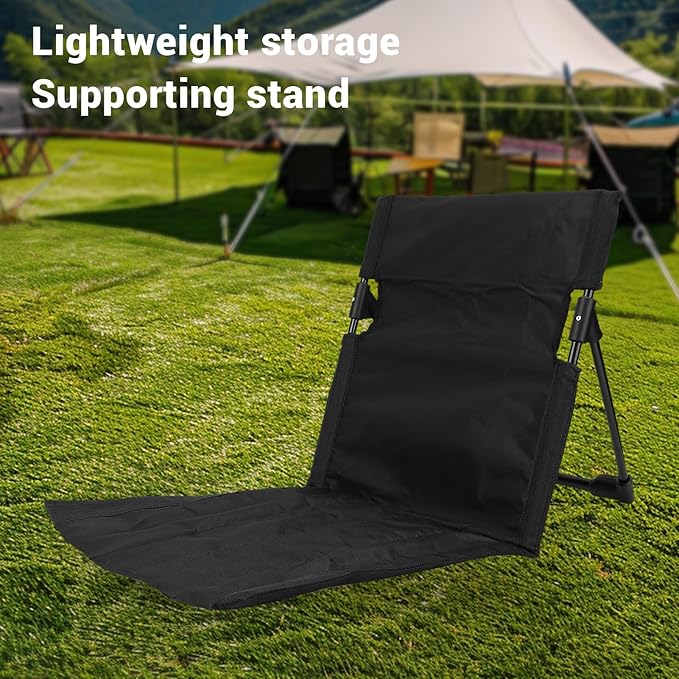Yosoo Health Gear Portable Folding Floor Chair Adjustable Backrest Breathable 600D Oxford Fabric Lightweight for Beach Camping and Fishing (Black)