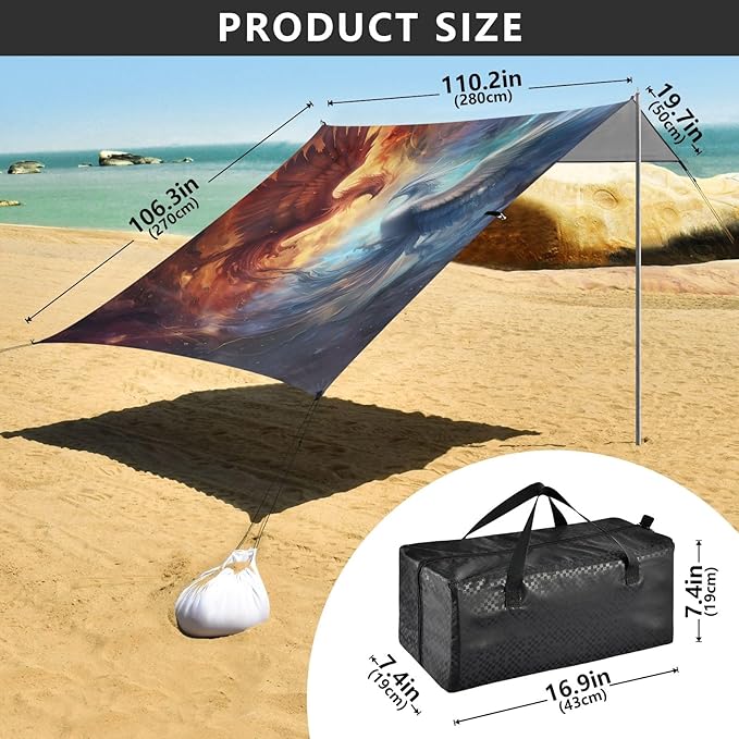 Camping Sun Shelters Ice and Fire Phoenix Beach Canopy 126 * 110.2in