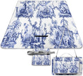 Blue and White Chinese Style Chinoiserie Folk Waterproof Outdoor Picnic Blanket Sandproof Beach Mat for Camping Hiking Grass Travelling