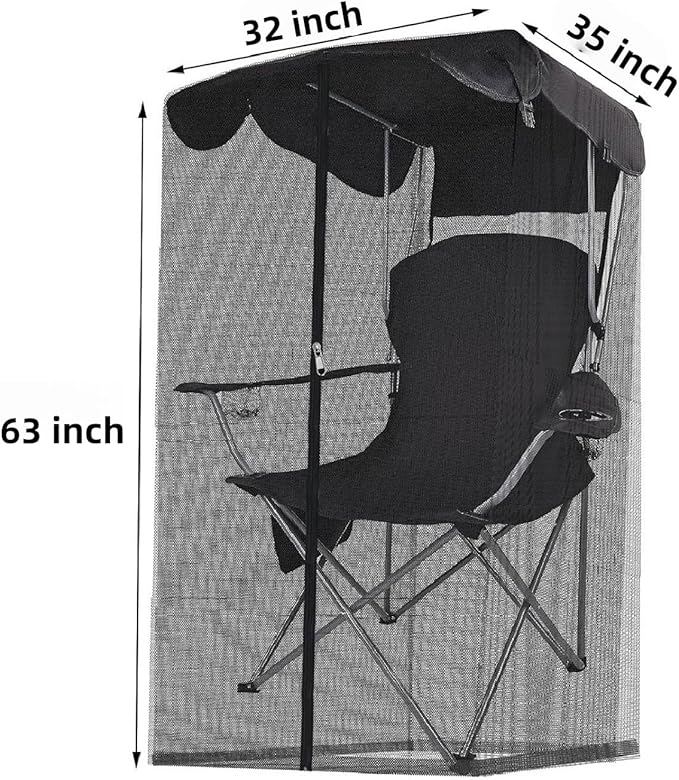 Camping Chair Shade Canopy Wonmondmony Pop-Up Sun Cover with Fine Mesh Waterproof and UV Protection for Fishing Garden Patio (Poles Not Included)