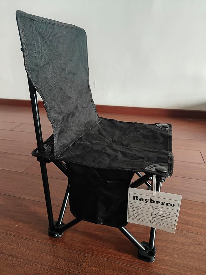 Rayberro Outdoor Lounge Deck Chair Portable Folding Chair Patio Dining Chairs Camping Chair Oxford Cloth Foldable Chairs for Garden Backyard Lawn Black