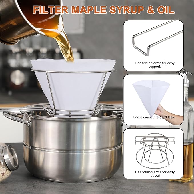 Maple Syrup Tree Tapping Kit with 8L Bags &amp Maple Syrup Cone Filter Holder Stand