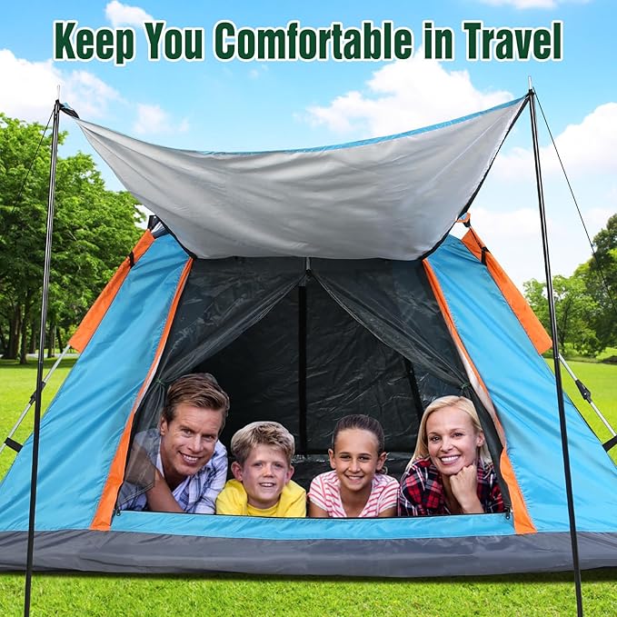 4-5 Person Camping Tent Outdoor Foldable Waterproof Tent with 2 Mosquito Nets Windows Carrying Bag for Hiking Climbing Adventure Fishing