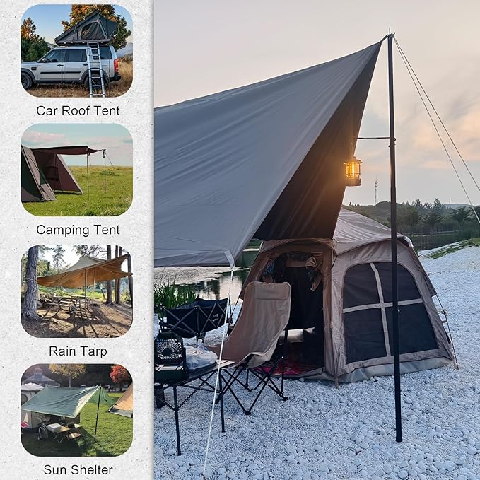 GEEWAY Tarp Poles for Camping 2 Pcs 77 Inch Heavy Duty Telescoping Tent Pole Aluminum Adjustable Tent Poles for Outdoor Activity Wilderness Adventure and RV Travel (Grey)