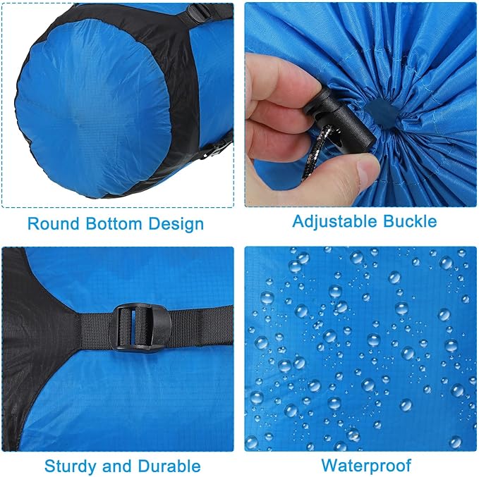 PATIKIL Compression Stuff Sack 8L Waterproof Sleeping Bag Lightweight Compression Storage Sack for Backpacking Camping Blue