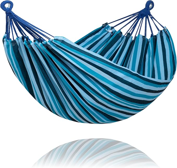 SUNCREAT Hammocks Outdoor Camping Double Hammock Double Hammock Without Stand Navy &amp Blue
