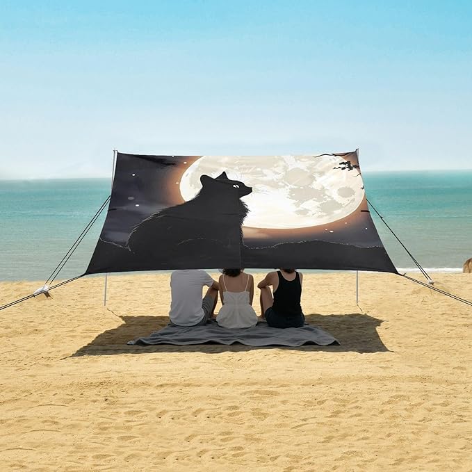 Black Cat MoonCamping Sun Shelters 9.2 x 10.5 FT Beach Canopy Tent Sun Shade with Carrying Bag for Camping Trips Fishing Backyard Fun or Picnics 21340555