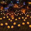 Halloween Decorations Outdoor 4 Pack Solar Lights 24 LED Scary Pumpkin Swaying Firefly Lights with Spider &amp Bats for Outside Garden Yard Lawn Grave Cemetery Ghost Decor Party Orange