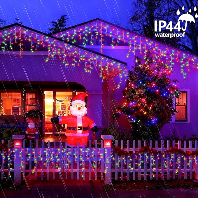 YEGUO 66ft 800 LED Christmas Lights Outdoor Waterproof 160 Drops Christmas Icicle Light Indoor 8 Modes Icicle Xmas Lights with Memory Timer(Multicolor)