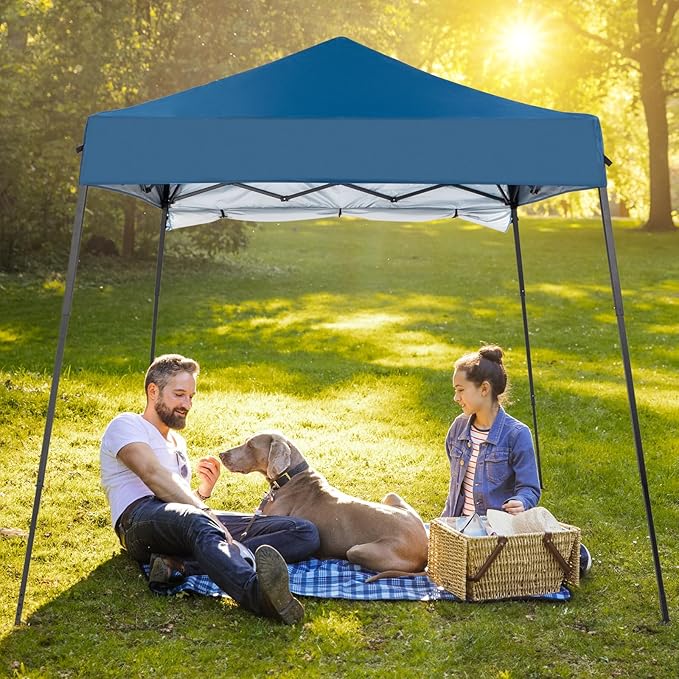 1.8 * 1.8m Beveled Oxford Cloth Black Plastic Sprayed Iron Pipe with One Side Cloth Backpack Storage Bag Folding Shed Sky Blue
