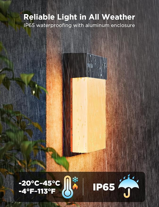 Govee Outdoor Wall Light 1500LM Smart RGBIC Porch Lights Outdoor with 45 Scene Modes IP65 Waterproof for Outdoor Decor DIY Wall Sconce Works with Alexa Google Assistant and Matter 1 Pack