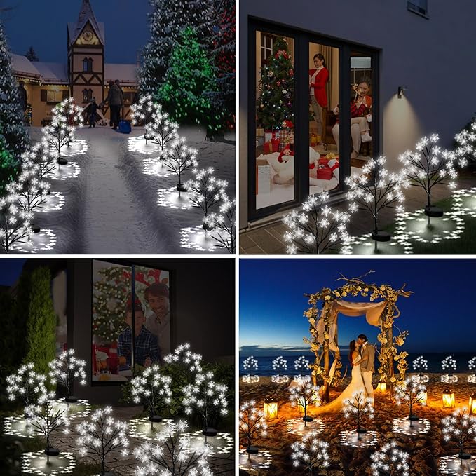 Upgrade Snowflake Solar Christmas Lights Outdoor - 2PACK 40LED Snowflake Pathway Lights for Outdoor Christmas DecorationsWaterproof Solar Garden Lights for Yard Xmas Party Decor(Cool White)