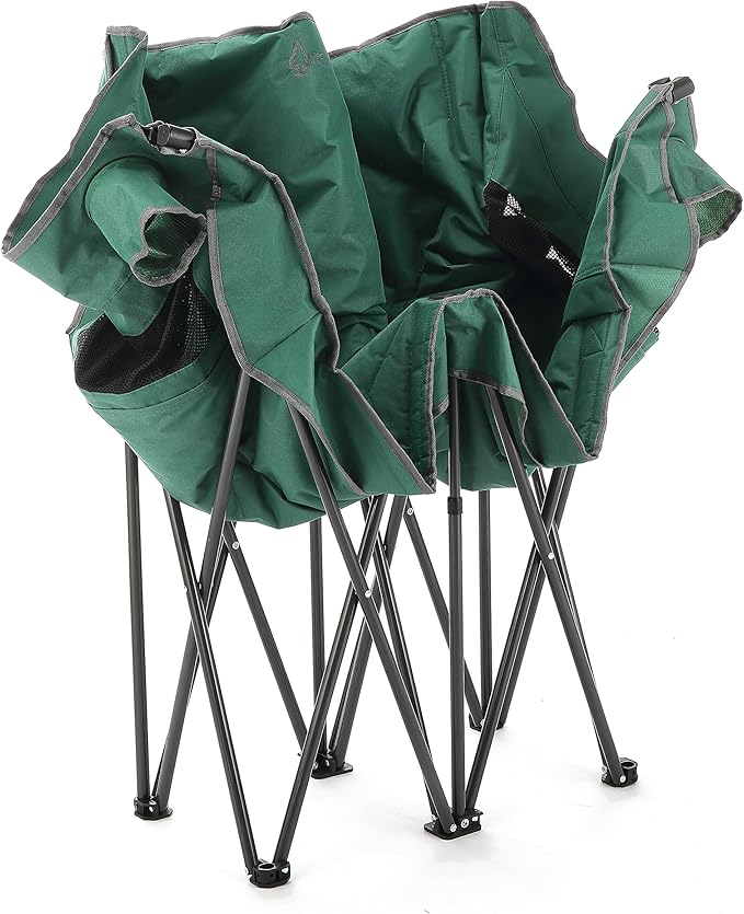ARROWHEAD OUTDOOR Portable Folding Double Duo Camping Chair Loveseat w/ 2 Cup &amp Wine Glass Holder Carrying Bag Supports up to 500lbs