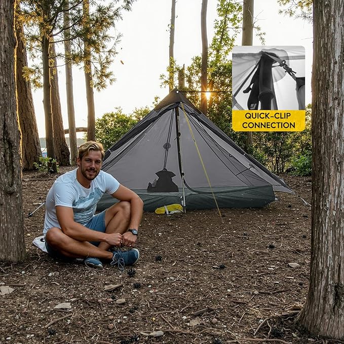 LANSHAN Ultralight Tent 3-Season Backpacking Tent for 1-Person or 2-Person Camping Trekking Kayaking Climbing Hiking