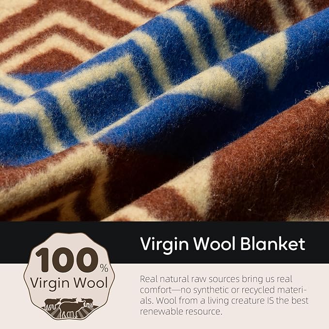 100% Wool Blanket 62 x 86 Warm Thick Washable Military Wool Blanket Great for Camping Outdoors Sporting Events Survival Kits Rock