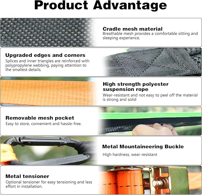 Triangle Hammock13ft Triangle Camping Hammock with 3 Ratchet Tie Down Straps and Storage Bag Max 800 LbsMulti Person Portable Hammock for Adults Kidsfor Travel Backyard Outdoor Garden Camping