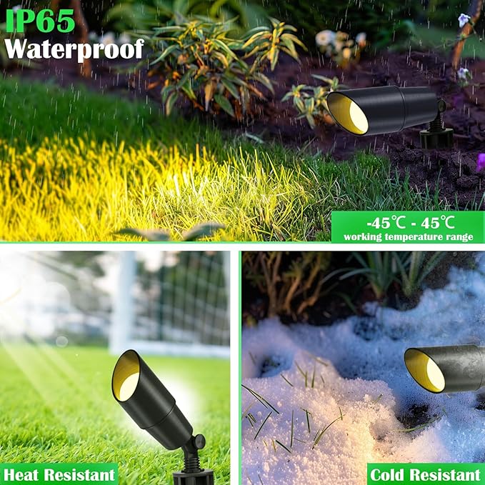 RGB Landscape Lighting Smart Low Voltage Landscape Lighting Kit with Color Changing 4 Pack 12 Volt Landscape Lights Outdoor Spot Lights for Yard Garden LightingRemote/APP/Voice Control.