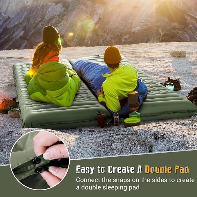 Elegear CumbreX Single Sleeping Pad for Camping 4.7 Ultra-Thick Inflatable Camping Sleeping Pad with Built-in Foot Pump &amp Quick Inflation Portable Camping Sleeping Mat for Backpacking Hiking Te