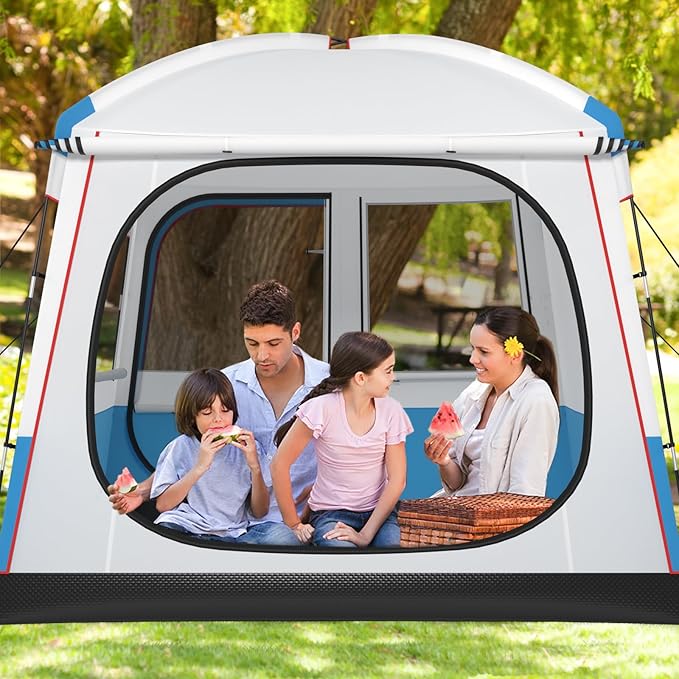 Tangkula 5 Person Camping Tent Portable Backpacking Tent with Removable Rainfly Floor Mat 3 Mesh Walls &amp Zippered Doors Carrying Bag Family Dome Tent for Camping Hiking Traveling Picnic