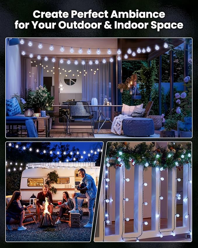 Brightown 2-Pack 120 LED 72 FT Solar String Lights Outdoor Waterproof Solar Powered Patio Lights with 8 Lighting Modes for Garden Yard Porch Wedding Party Decor (Pure White)