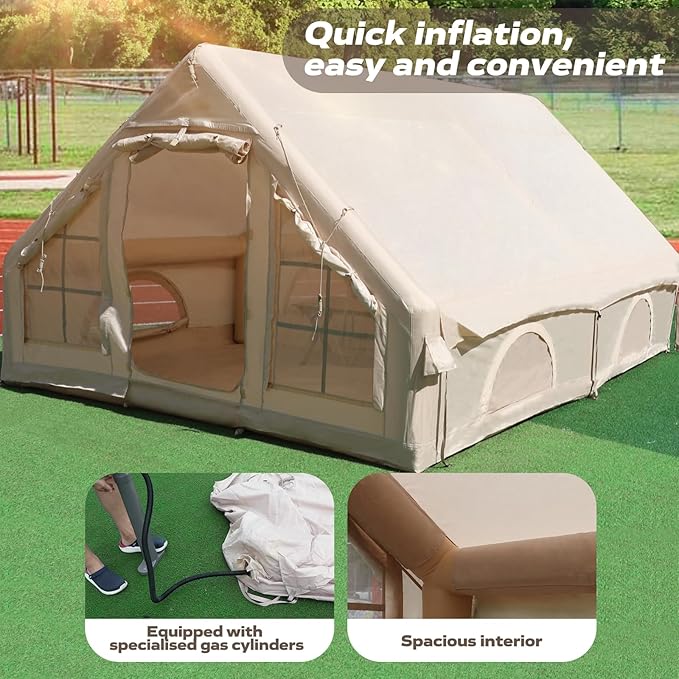 Inflatable Tents for Camping 4-6 Person with Hand Pump Quick Setup Inflatable Blow Up Tent House 4 Season Waterproof Windproof Large Air Tent for Camping