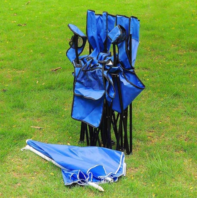 Portable Folding Picnic Double Recline Chair Umbrella Table Cooler Beach Camping Chair Stadium Seat