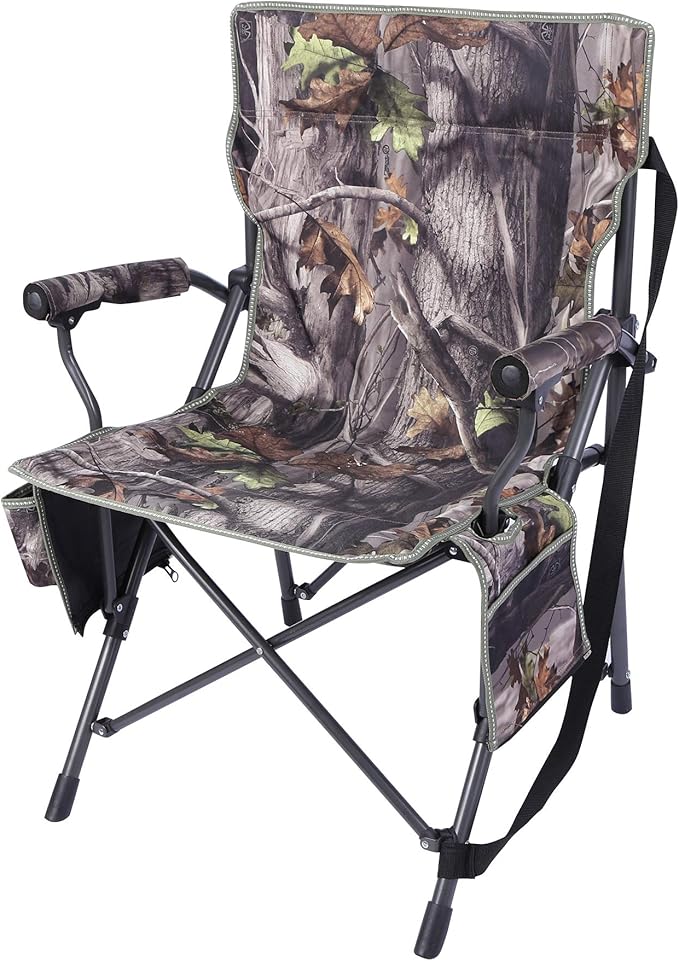 REDCAMP Oversized Hunting Chairs for Blinds Portable Folding Camo Camping Chairs for Adults Hunting Seats with Hard Arms for Outside Outdoor Camouflage