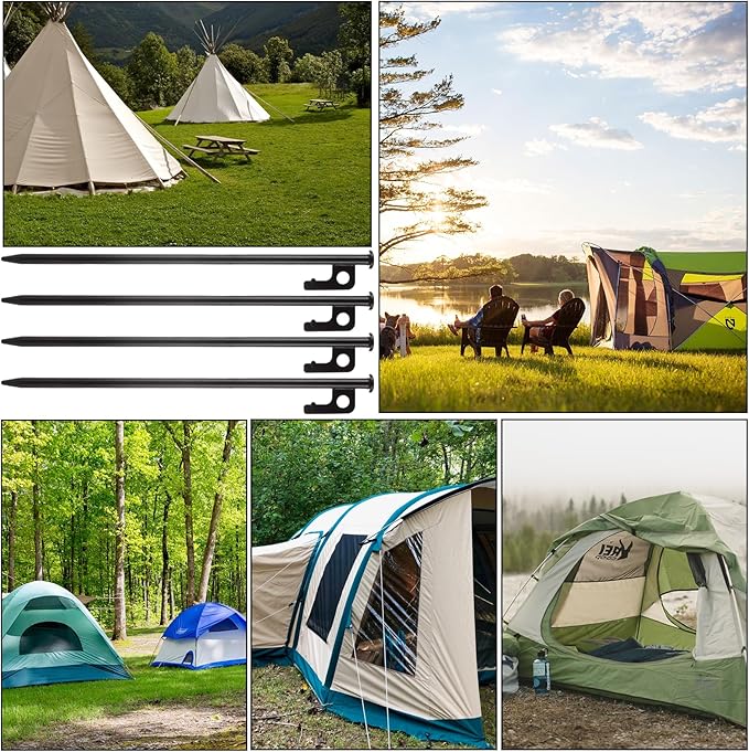 CYEAH 24 Pcs Tent Stakes Heavy Duty 12 inch Steel Tent Pegs Forged Steel Tent Stakes Heavy Duty Metal Tent Pegs for Camping Metal Stakes for Tent Used on Rocks Snowfield and Grassland