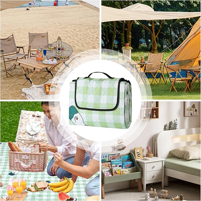 Dimatic Cute Picnic Blankets 78x78 Extra Large Beach Blankets Waterproof Sand Proof Foldable Portable for Outdoor Family Camping