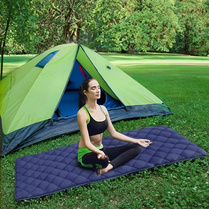 Quilted Foam Mattress Topper Pad Non-Slip Super Soft Comfortable 75x30 Cool Sleeping Pad for Camp Cot/RV Bunk/Narrow Twin Beds