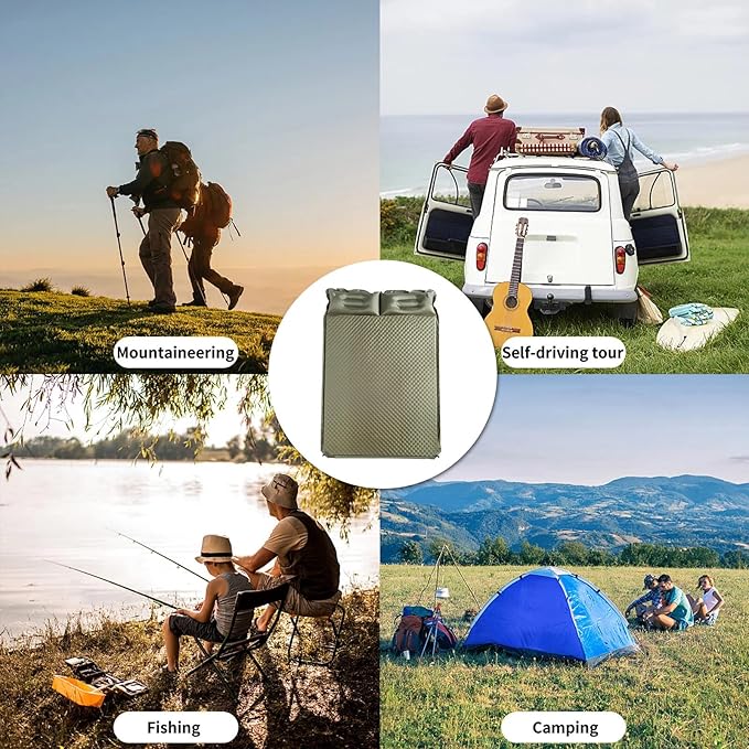 Sleeping Pad for Camping Air Mattress 2 Person Inflatable Mattress Suitable for Backpacking Hiking Tent Trap Traveling (Khaki)