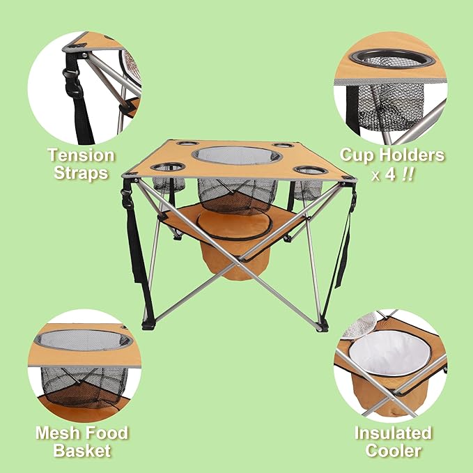 Colorsoul Folding Camping Chair 2 Pack for AdultsLarge Folding Lawn Chairs Set of 2 with TableOutdoor Camping Chairs Set for LawnPicnic