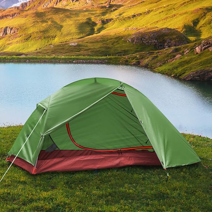 KAZOO Waterproof Backpacking Tent Ultralight 1/2 Person Lightweight Camping Tents 1/2 People Hiking Tents Aluminum Frame Double Layer | Waterproof Camping Tents 1/2 People Hiking Tents Aluminum Fr