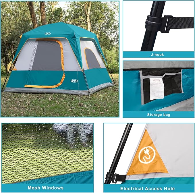 UNP 2/4/6/8 Person Tent Portable Cabin Tent Camping Tent 4-Person Easy Set Up Waterproof with Top Rainfly for Outdoor Camping/Hiking