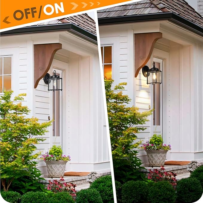 Outdoor Wall Lantern Exterior Waterproof Wall Sconce Light Fixtures Black Front Door Wall Lighting with Clear Beveled Glass Shade 2 Pack