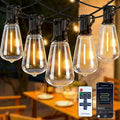 Smart Outdoor String Lights 200FT ST38 LED Patio Lights with Timer Remote APP Control 84 Shatterproof LED Bulbs (4 Spare) Dimmable Waterproof Hanging Light for Backyard Porch Party Decor