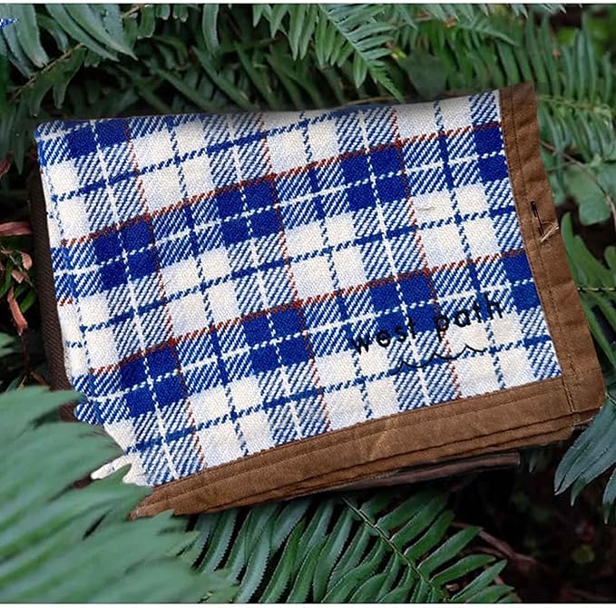 Canvas Camp Blanket – Waterproof Outdoor Blanket Waxed Canvas with Water Repellent Backing Bushcraft &amp Campfire Friendly Ideal for Camping Hiking Beach Picnic &amp Festivals (Blue/White Re