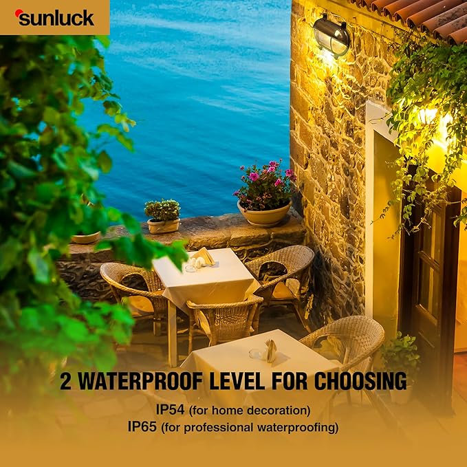 Sunluck Brass Nautical Bulkhead LightGrid Oval Wall LightBrass Half Cover LampshadeCeiling Mount LightWaterproof IP65Rust Resistantfor Wet Location BathSeasideShipBasement