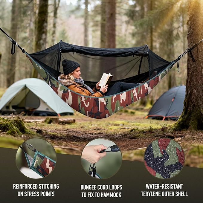Hammock Underquilt Insulated Camping Quilt for Warm Sleeping Underquilt Easy to Setup and Packable for Camping Hiking Travel Beach Backyard Patio (Camouflage)