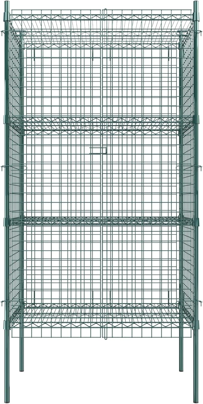 Commercial Grade NSF Listed Metal Wire Mesh Storage Green Epoxy Security Cage Kit 24 x 36 x 74 Perfect for Warehouse Walk-In Refrigerator Freezer Grocery Store Restaurant
