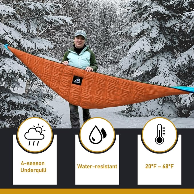 AYAMAYA Single &amp Double Hammock Underquilt Full Length Big Size Under Quilts for Hammocks Camping Backpacking Essential Winter Cold Weather Warm UQ Blanket Bottom Insulation