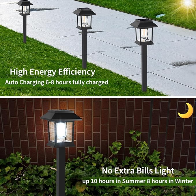 Greluna Solar Lights Outdoor12 Pack 6000K Waterproof Auto On/Off Solar Pathway Lights for Your Garden Landscape Path Yard Patio DrivewayWalkway Decor
