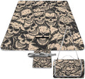 Black and White Gothic Skull Damask Pattern Waterproof Outdoor Picnic Blanket Sandproof Beach Mat for Camping Hiking Grass Travelling