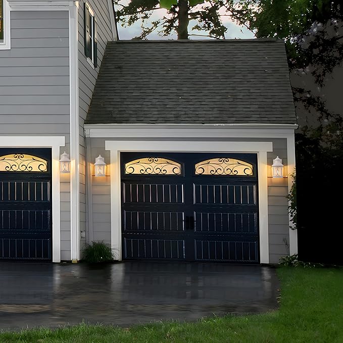 2-Pack Outdoor Wall Lights Porch Lights Waterproof Outdoor Wall Sconce Exterior Light Fixture White with Clear Glass Shade for Garage Patio Front Door Balcony
