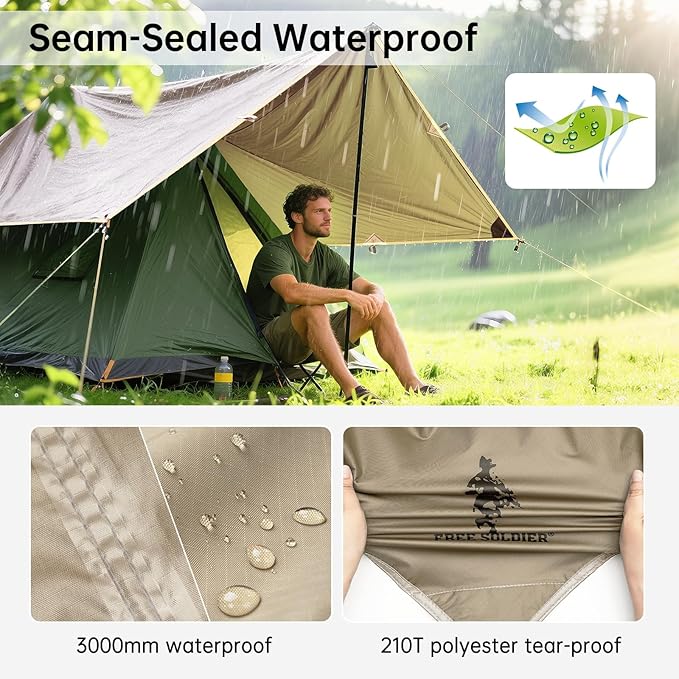 Free Soldier Waterproof Portable Tarp Multifunctional Outdoor Camping Traveling Awning Backpacking Tarp shelter Rain Tarp
