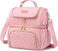 Lunch Bags for Women Dual Compartment Lunch Box Lunch Bag for Work Leakproof Lunch Cooler Large Insulated Lunchbox for Adult for Women Men Lunchbag for Picnic Beach (Pink)