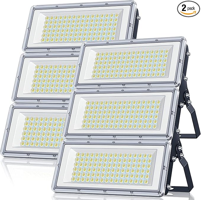 300W LED Flood Light 2 Pack 30000LM 7000K Super Bright Stadium Lights Outdoor LED IP67 Waterproof Stadium Flood Lights Outdoor for YardGarden (600 Watts)
