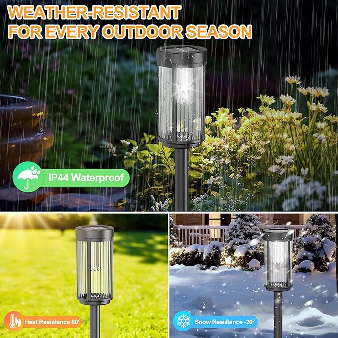EXCMARK 8 Pack Outdoor Solar Lights Waterproof for Yard Garden Walkway Pathway Lawn Decorative Contemporary Landscape Lighting. (Cool White Light 8)
